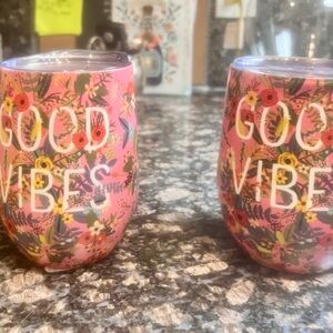 Two Vibrant Pink Floral Tumblers - Good Vibes Sell price for the pair:)